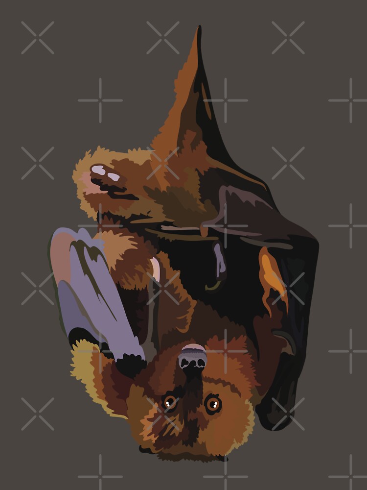 F is for Fruit Bat , Fruit Bat – Nocturnal Flying Mammal Wildlife Illustration by PrettylittlepastelUk