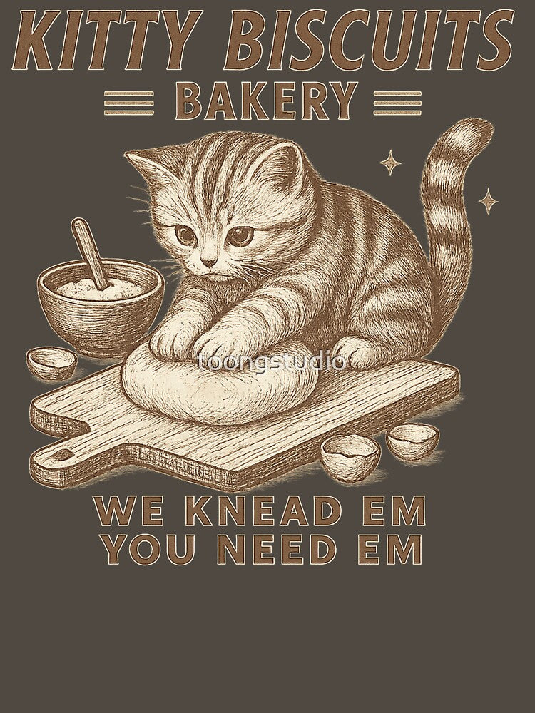 Cat Biscuit Maker, Funny Cat Kneading, Kitty Lover, kitty biscuits bakery we knead em you need em by toongstudio