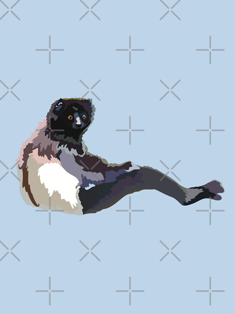 M is for Milne Edwards Sifaka, Milne-Edwards’ Sifaka Illustration – Madagascar Lemur Art for Wildlife Enthusiasts by PrettylittlepastelUk