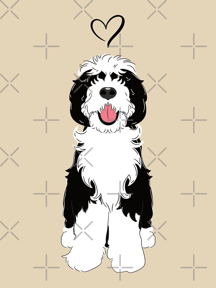 LOVE Black and White Sheepadoodle 1 by Lulupainting