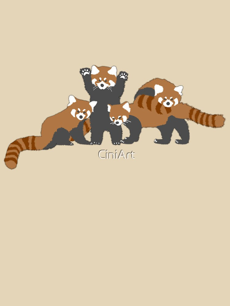 Cute red panda pattern with white dots and turquoise background by CiniArt
