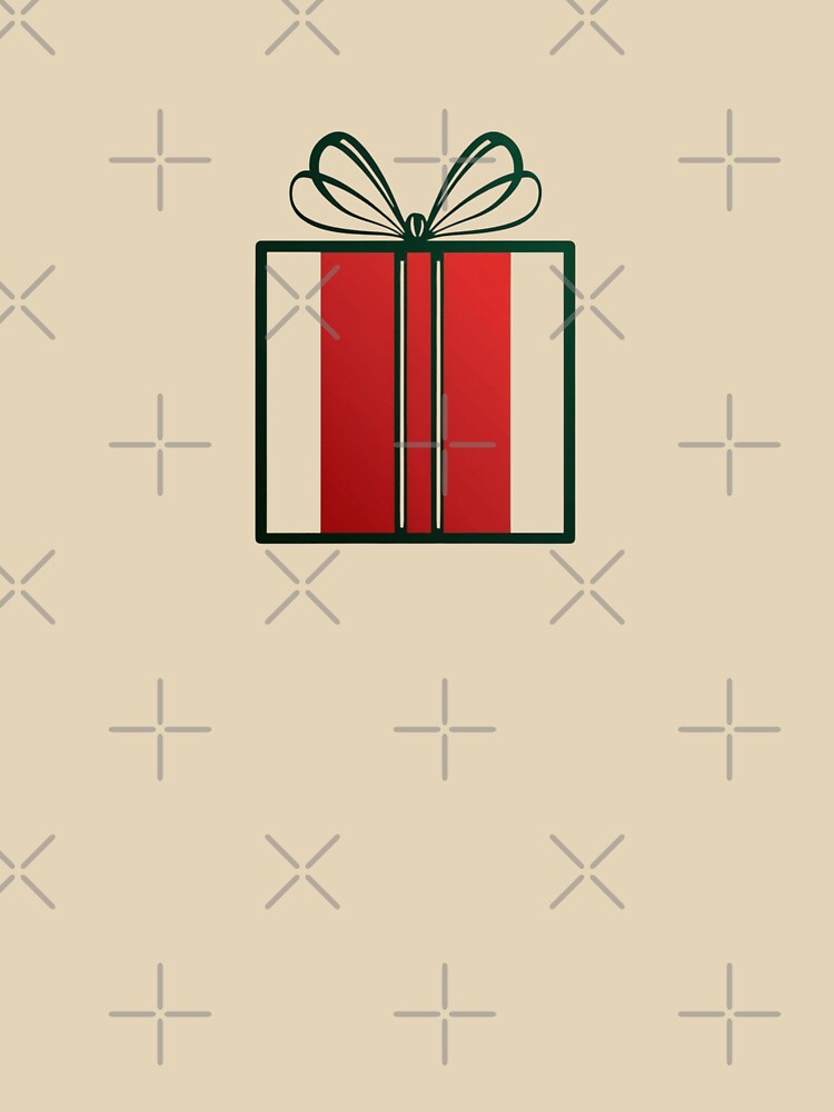 Minimalist Red and Green Gift Box Outline with Ribbon Holiday Design by gk-creations
