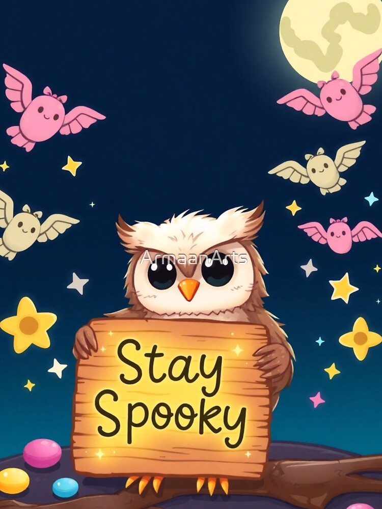 Kawaii Halloween Owl Shirt | Cute Spooky Owl with Candy Design by ArmaanArts