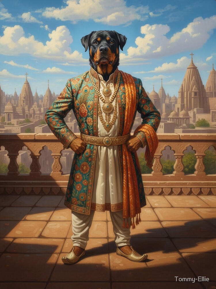 Rottweiler Maharaja - Royal Bollywood Silk Art by Tommy-Ellie