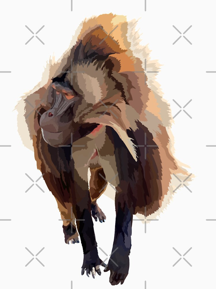 G is for Gelada, Gelada Baboon – Unique Ethiopian Highland Primate Illustration by PrettylittlepastelUk