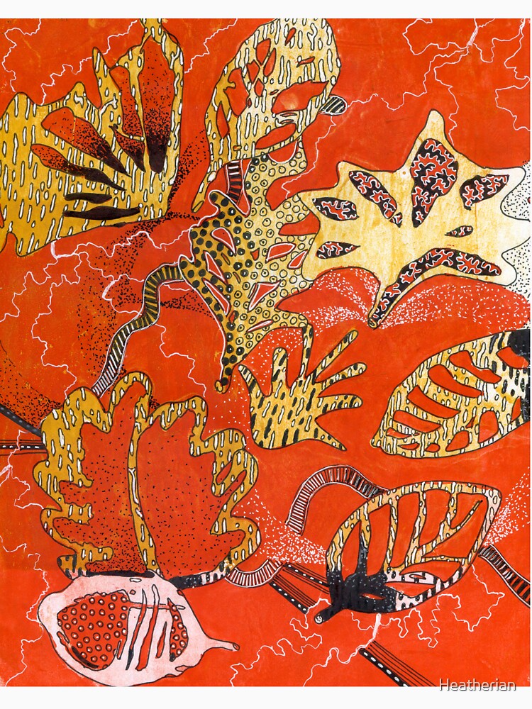 Leaves 27 Mixed Media - Ink on Acrylic Monoprint by Heatherian