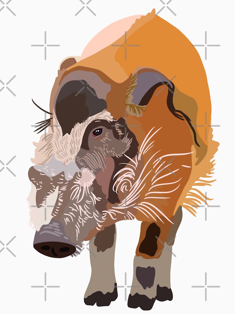 R is for Red River Hog, Red River Hog Illustration – Cute Wild Pig Animal Art by PrettylittlepastelUk
