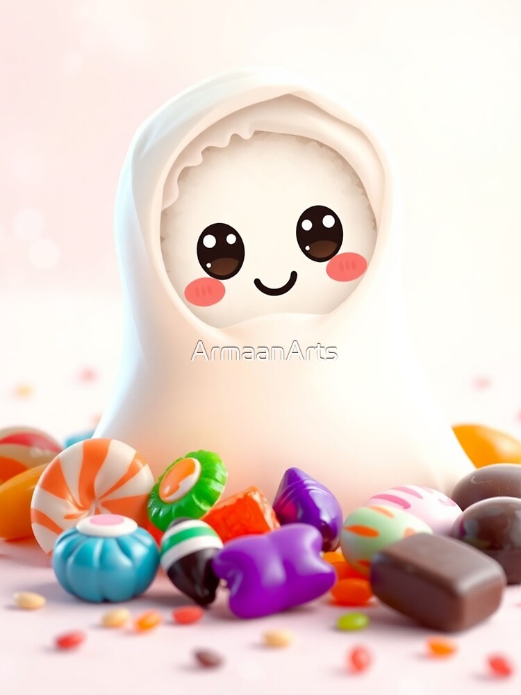 Kawaii Halloween Ghost Candy | Cute Pastel Spooky Illustration by ArmaanArts