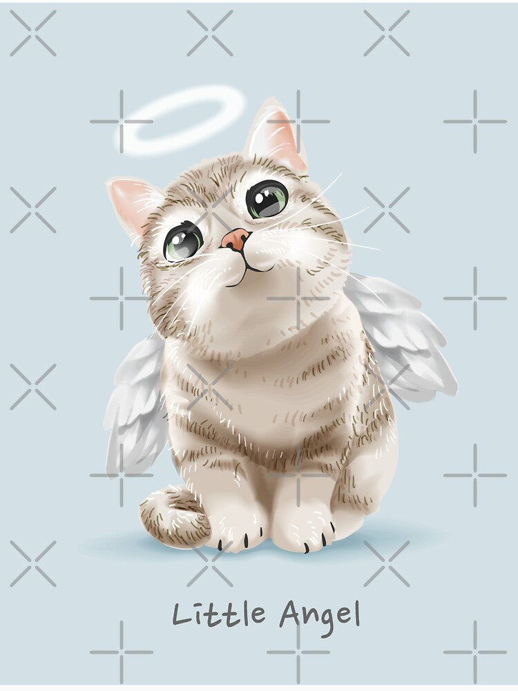 Little Angel Slogan with Cute Angel Cat Illustration by Peekonet
