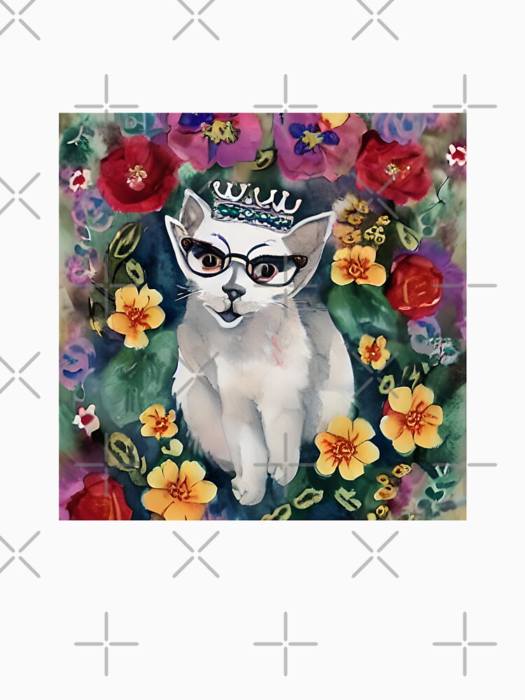 Funny Cat Between Meow and Glasses floral vintage by BOHOVIN