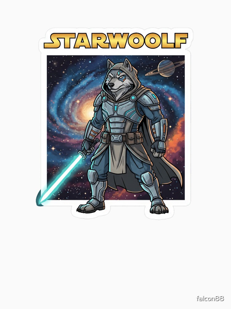 Starwoolf – Space Wolf Sci-Fi Movie Parody Sticker by Imaginarium of Chaos falcon88