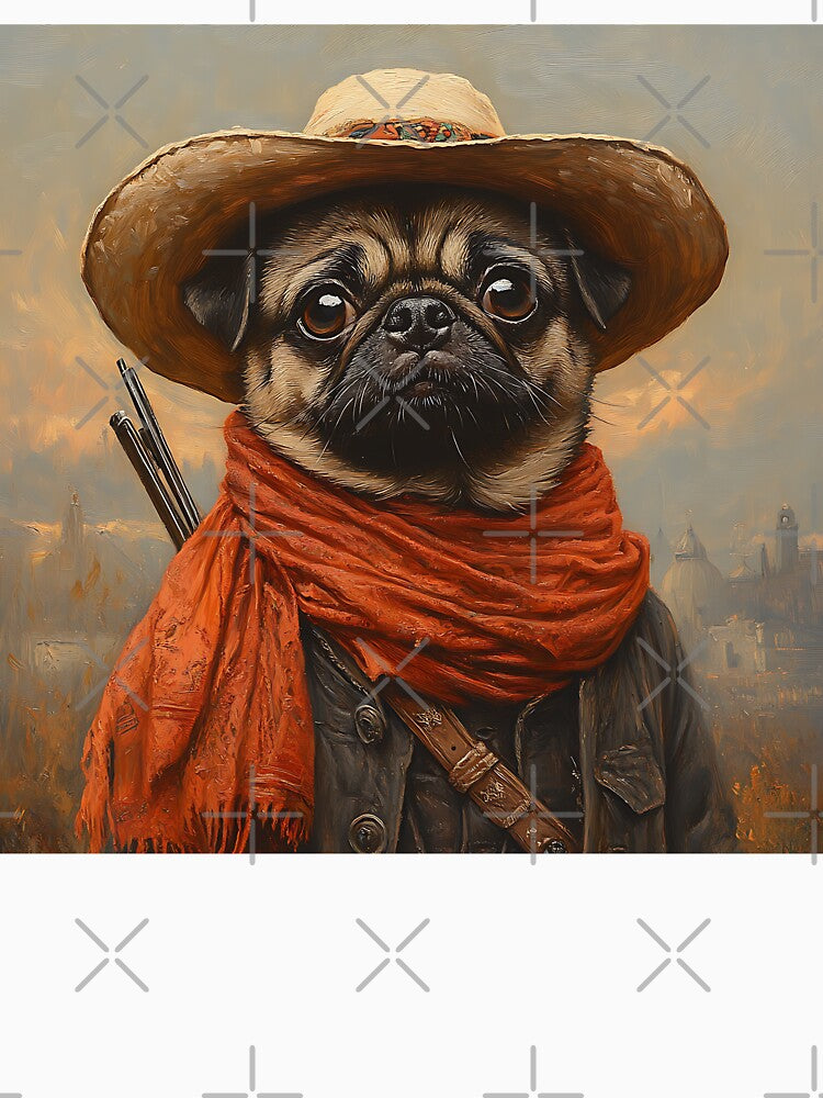 Mexican Cowboy Pug - Western Country Pug - Stylish Animal Art by Chrisjeffries24