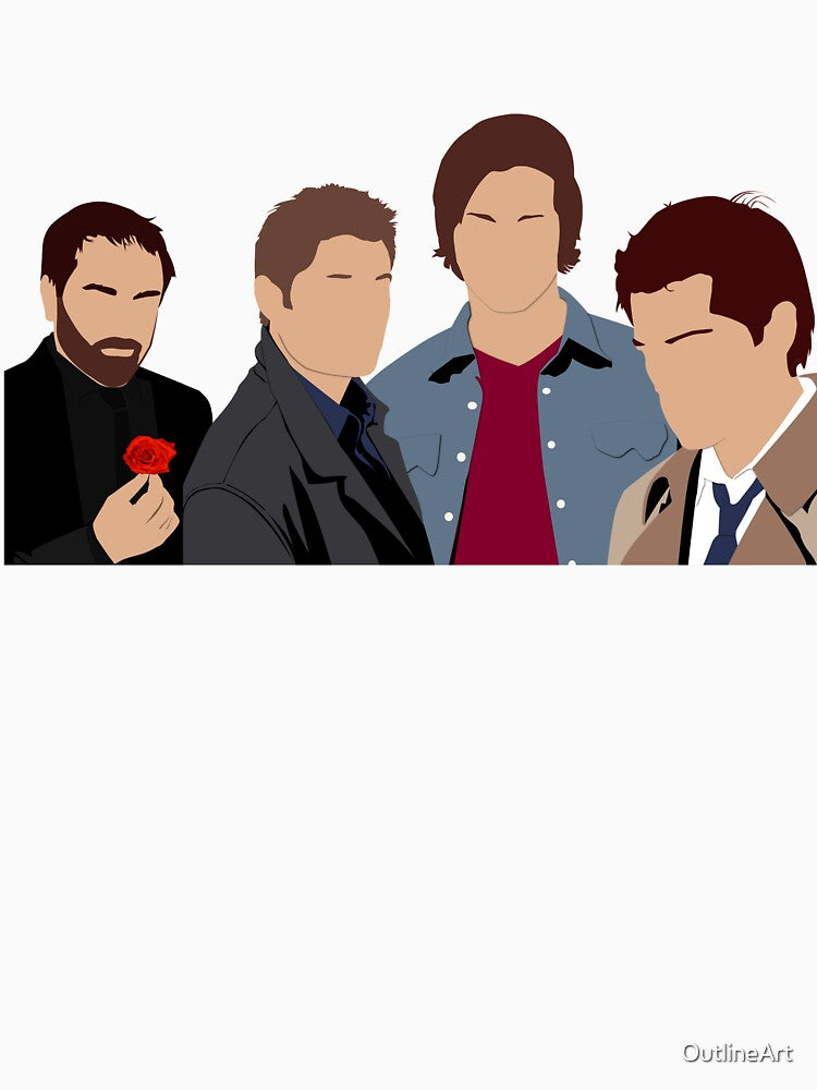 Supernatural - Sam, Dean, Castiel and Crowley by OutlineArt