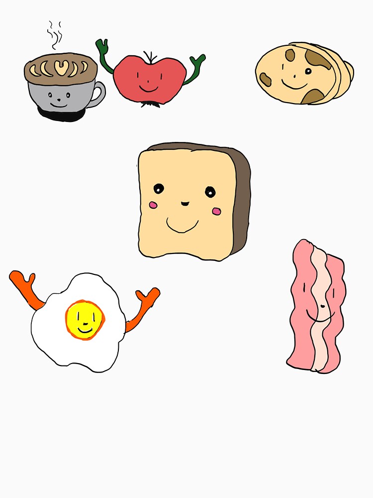 Kawaii Breakfast Friends  Cute Coffee, Pancakes & Eggs Illustration by Najomiartstudio