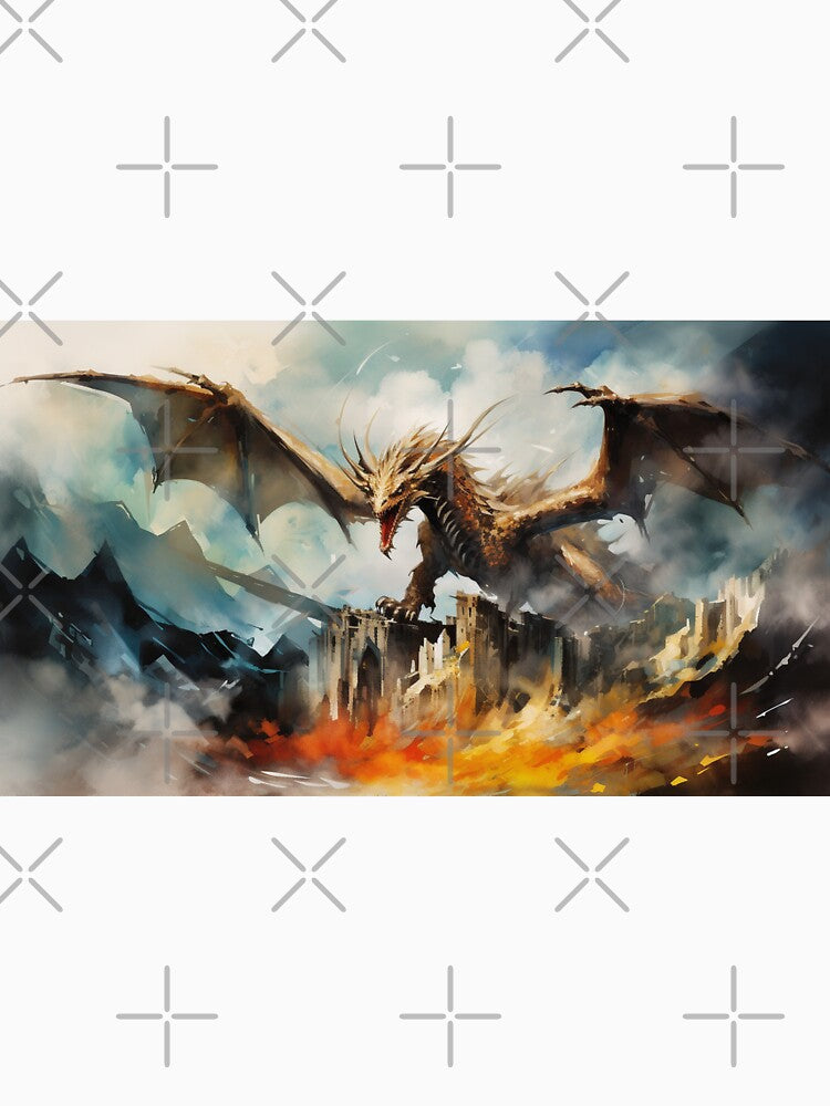 Dark Fantasy Watercolor - Dragon Fire Scorched Earth by Fantasy Masterpiece