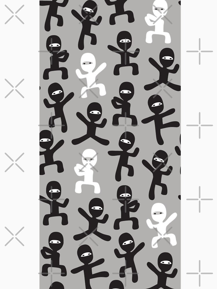 ninjas - black and white on gray by littlearrow