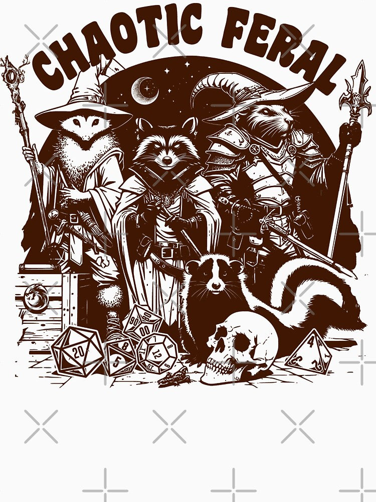 DND Funny RPG Alignment: Chaotic Feral. Trash animal party: critters, racoon, opossum, rat and skunk by DungeonAtelier