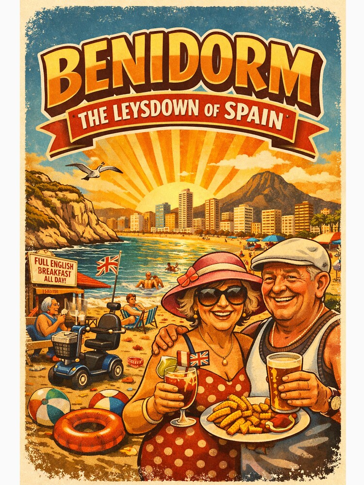 Benidorm The Leysdown of Spain Vintage Holiday Humor Design by GarnerSupplyCo