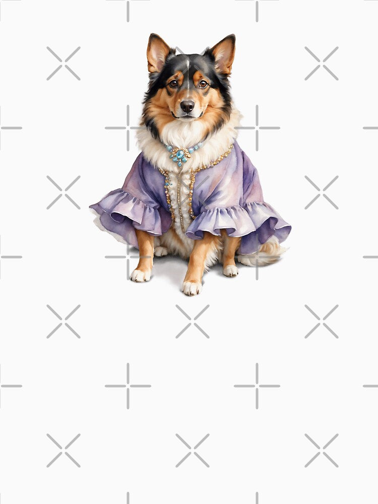 Dreamy Watercolor Dog in Retro Outfit by Victoria Riabov