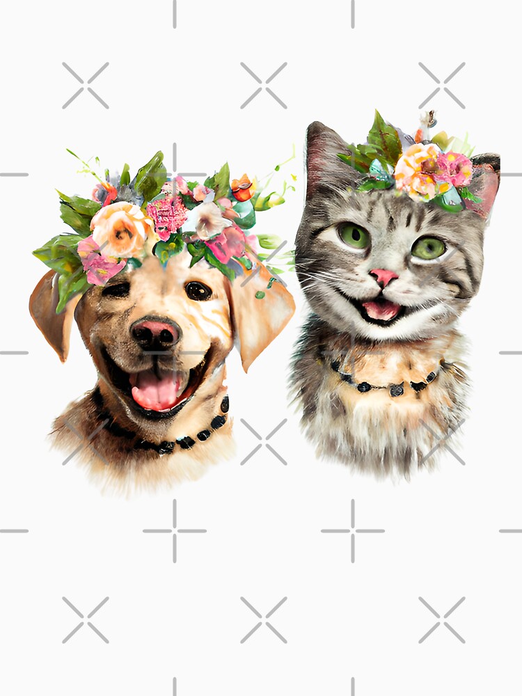 Pet Lover Dog and cat Floral Vintage style by BOHOVIN