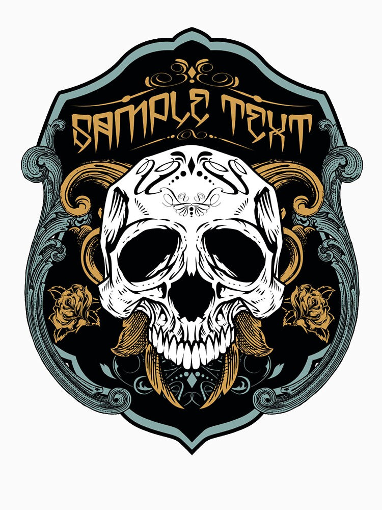 Printed Skull Necklace, Skull Shield, emblem, by LachenEaton
