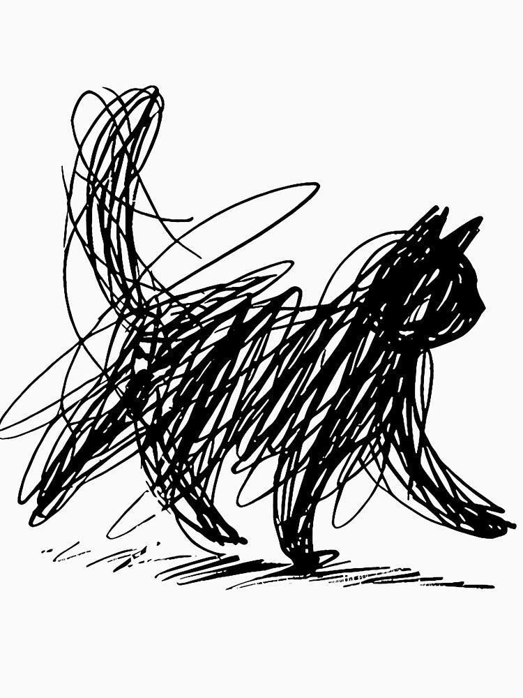 Scribble Cat Abstract Sketch Minimalist Cat Art by LucasGarrett