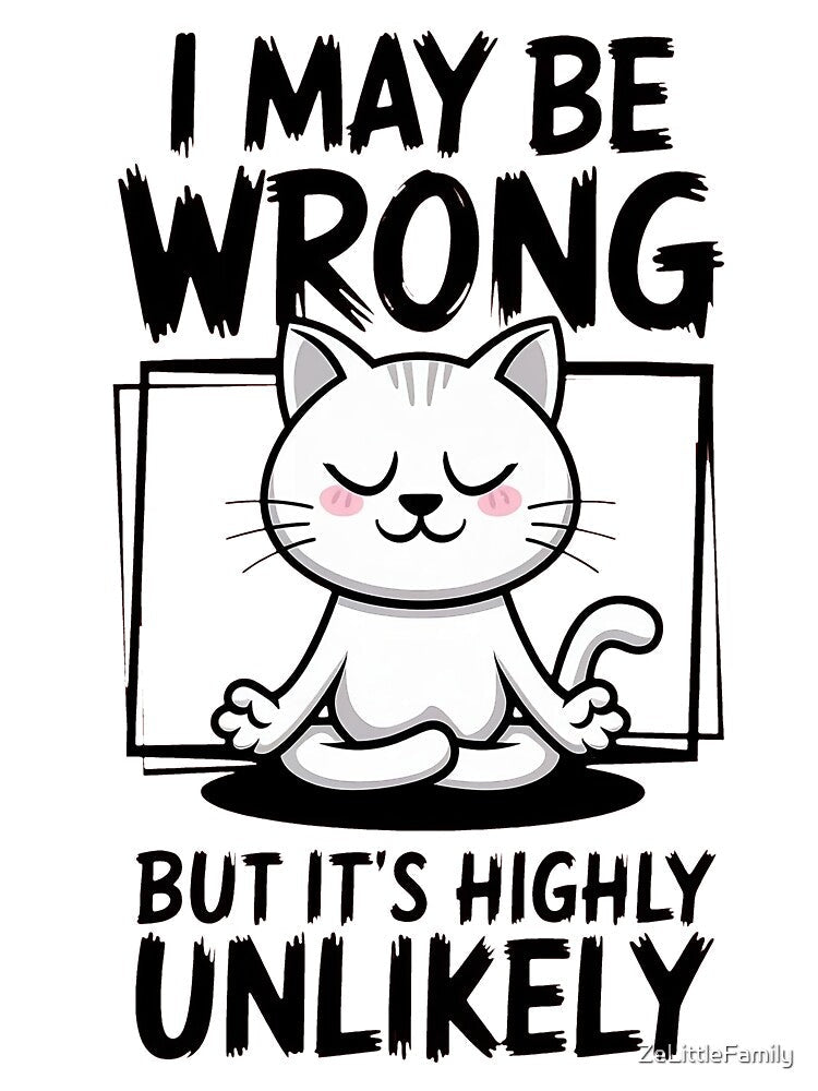 Funny Meditating Cat – "I May Be Wrong But It's Highly Unlikely" Humor by ZeLittleFamily