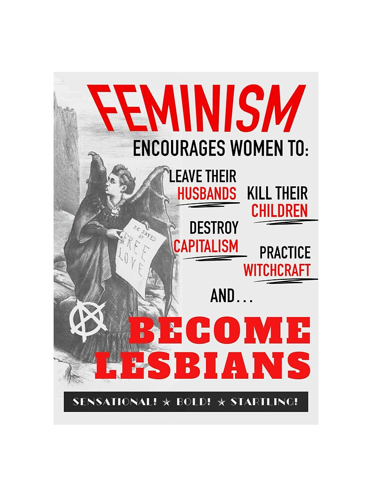 Feminism Encourages Women (Satire Propaganda Feminist Poster) by cadyanndouglas