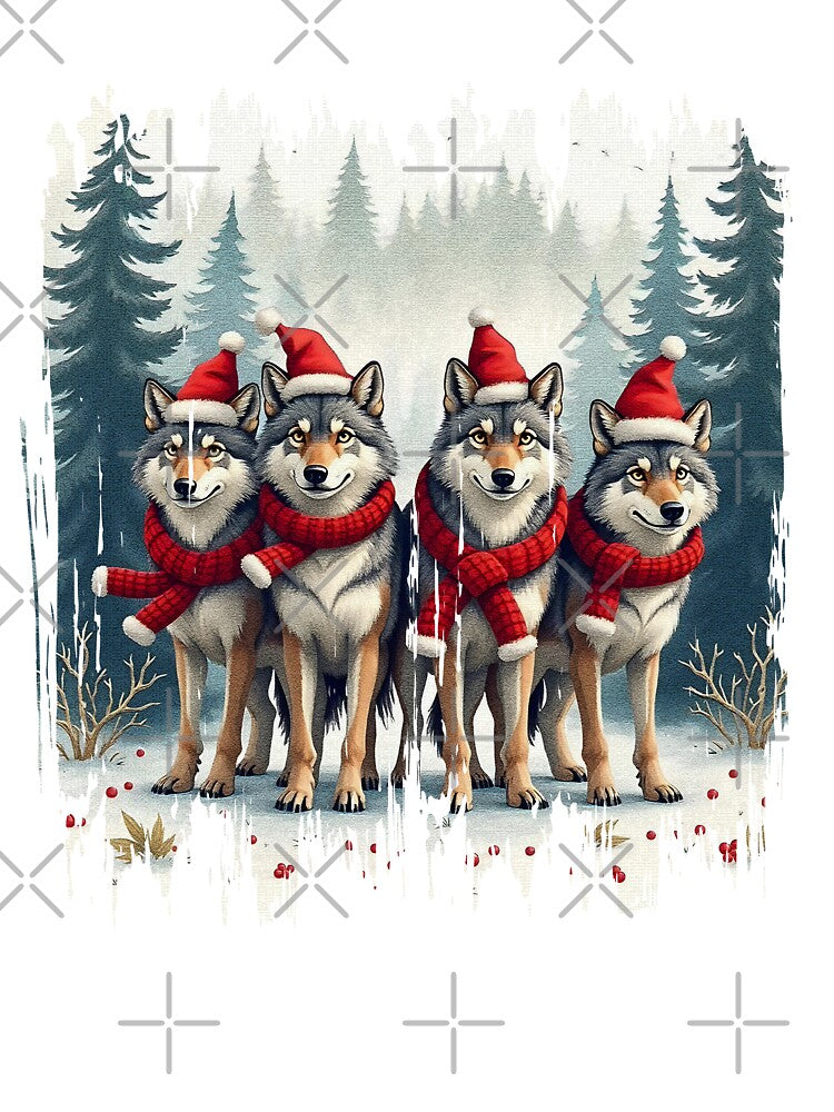 Christmas Wolf Shirt- Cute Wolf Holding Sign by TGHdesign