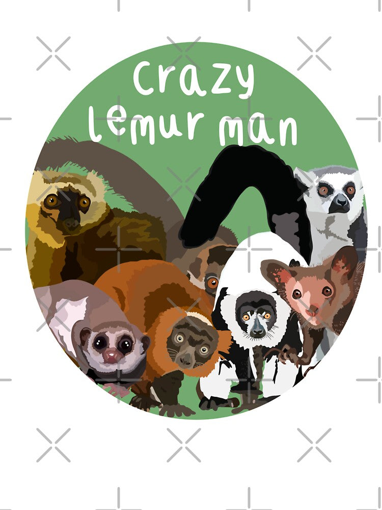 L is for Lemur Man, Crazy Lemur Man Illustration – Wild and Whimsical Madagascar Primate Art Design by PrettylittlepastelUk