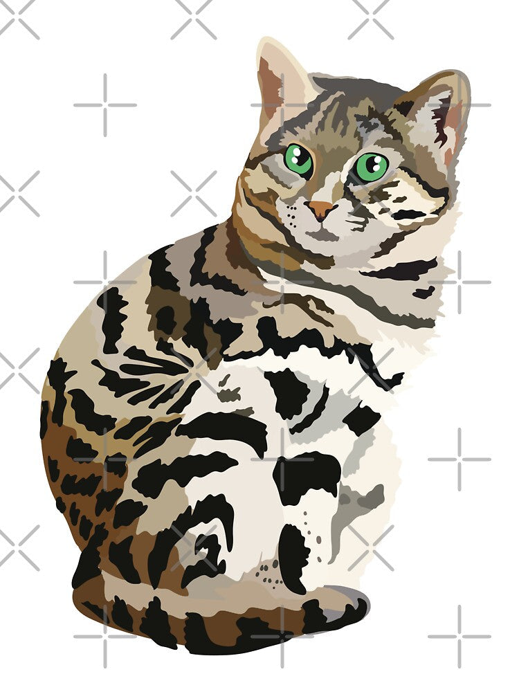 B is for Black Footed Cat,Spotted Necked Otter – Playful African Freshwater Mammal Illustration by PrettylittlepastelUk