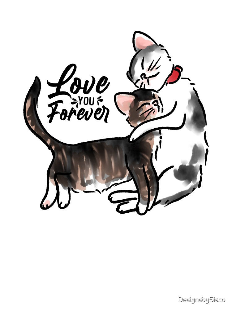 Cuddle Buddies Forever Cat Illustration by DesignsbySisco