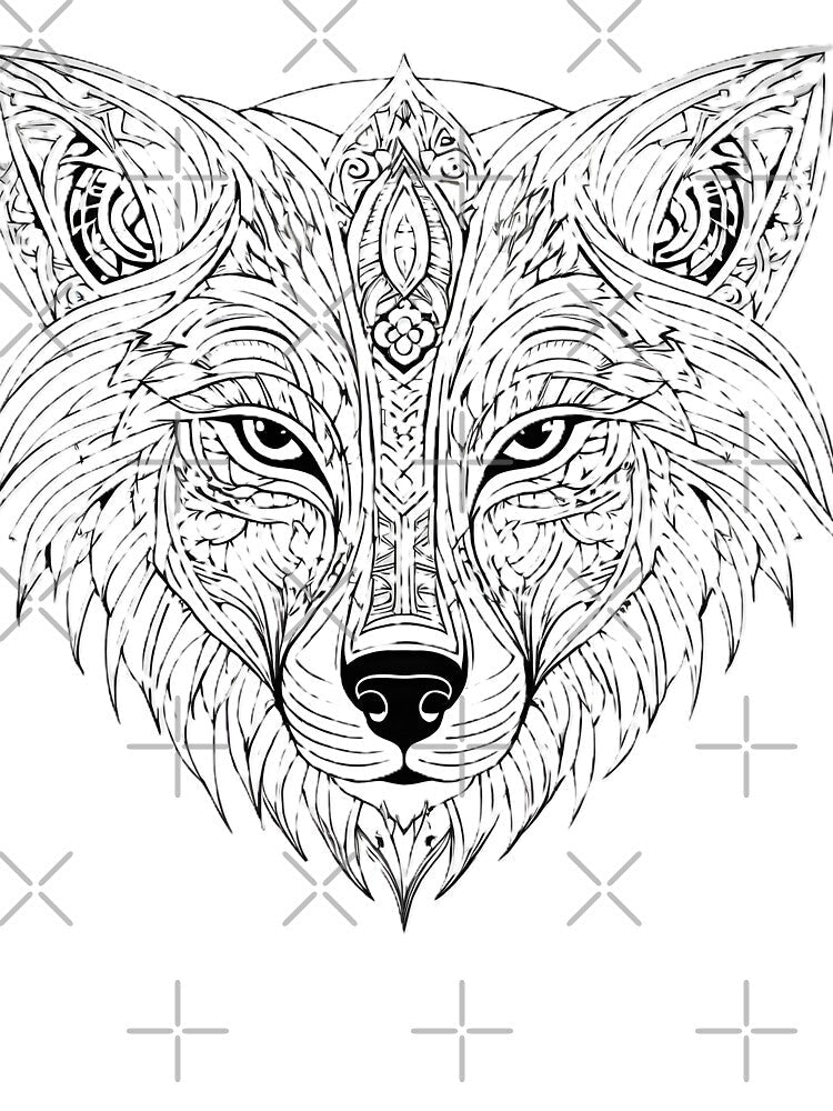 Ornamental Wolf Line Art - 3 by RELAX STATION