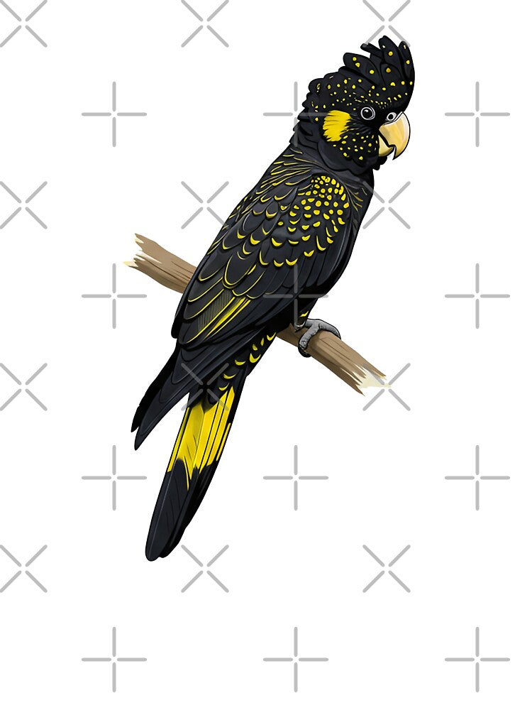 Majestic Black Cockatoo Bird on a Branch by TeeARTHY