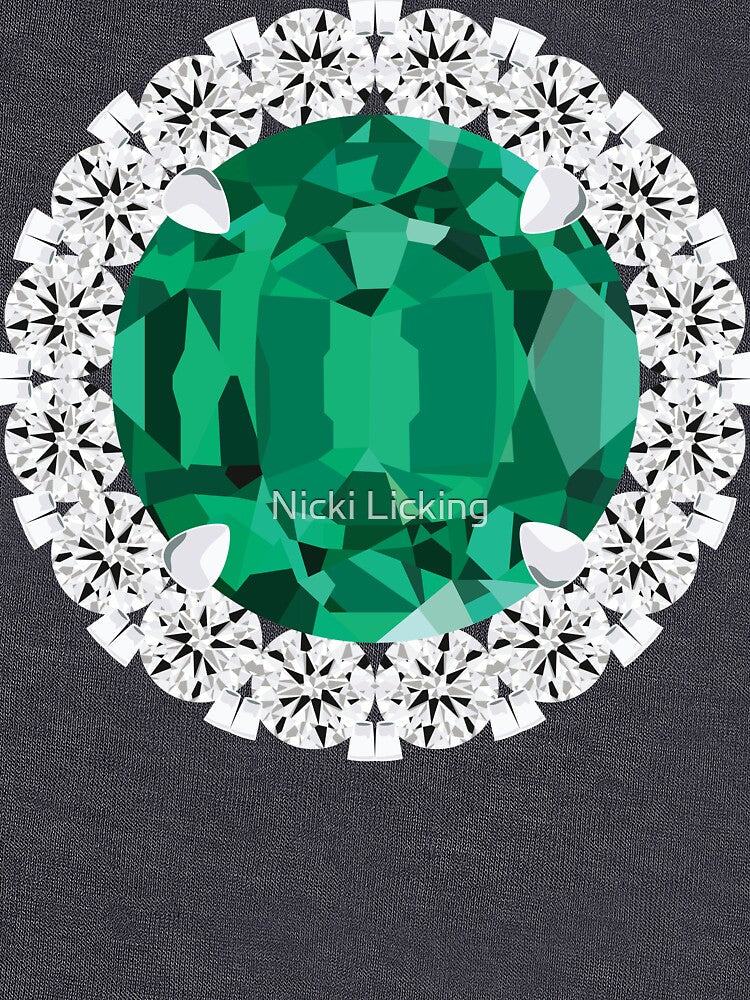 Round Cut Emerald Surrounded by Cluster Diamonds by Nicki Licking