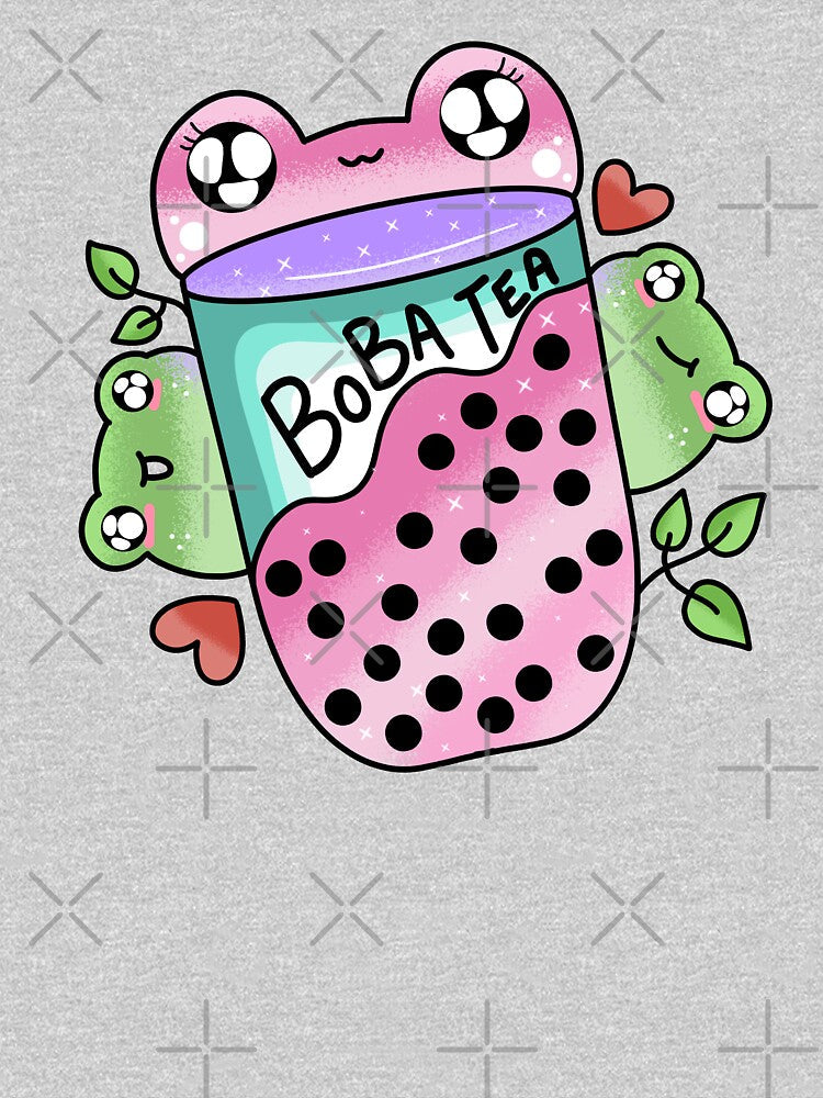 Kawaii cute frog drinking boba by Quacktails