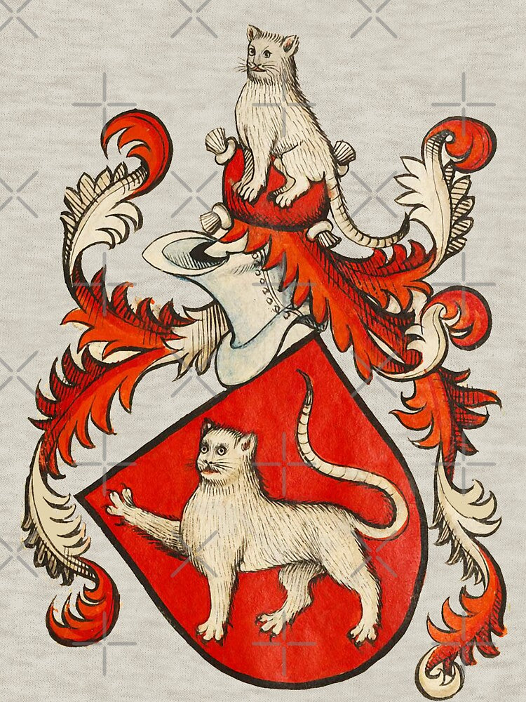 MEDIEVAL HERALDIC CATS Coat of Arms in Red Ivory colors by BulganLumini