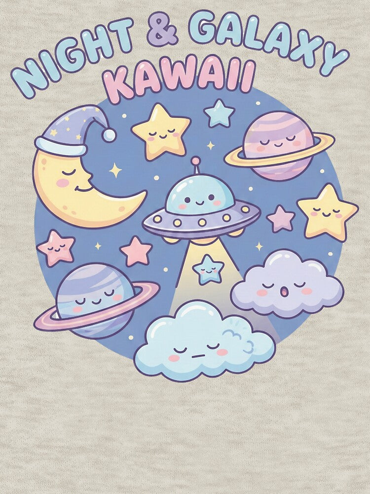 Kawaii Space Night – Cute Moon UFO & Planets by TheRaiShop