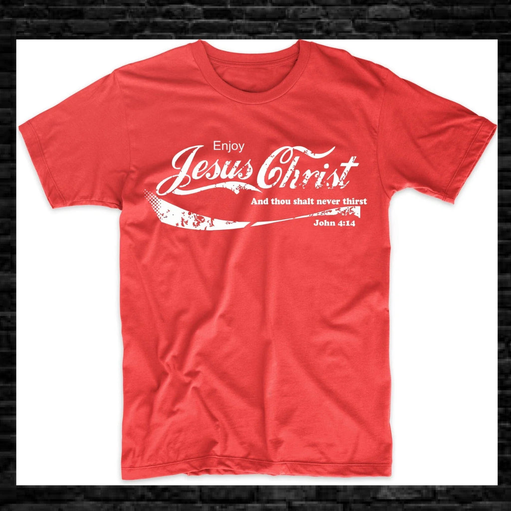 Enjoy Jesus Christ T-Shirt Son of God Religious Church Coke Funny Tee S-3XL