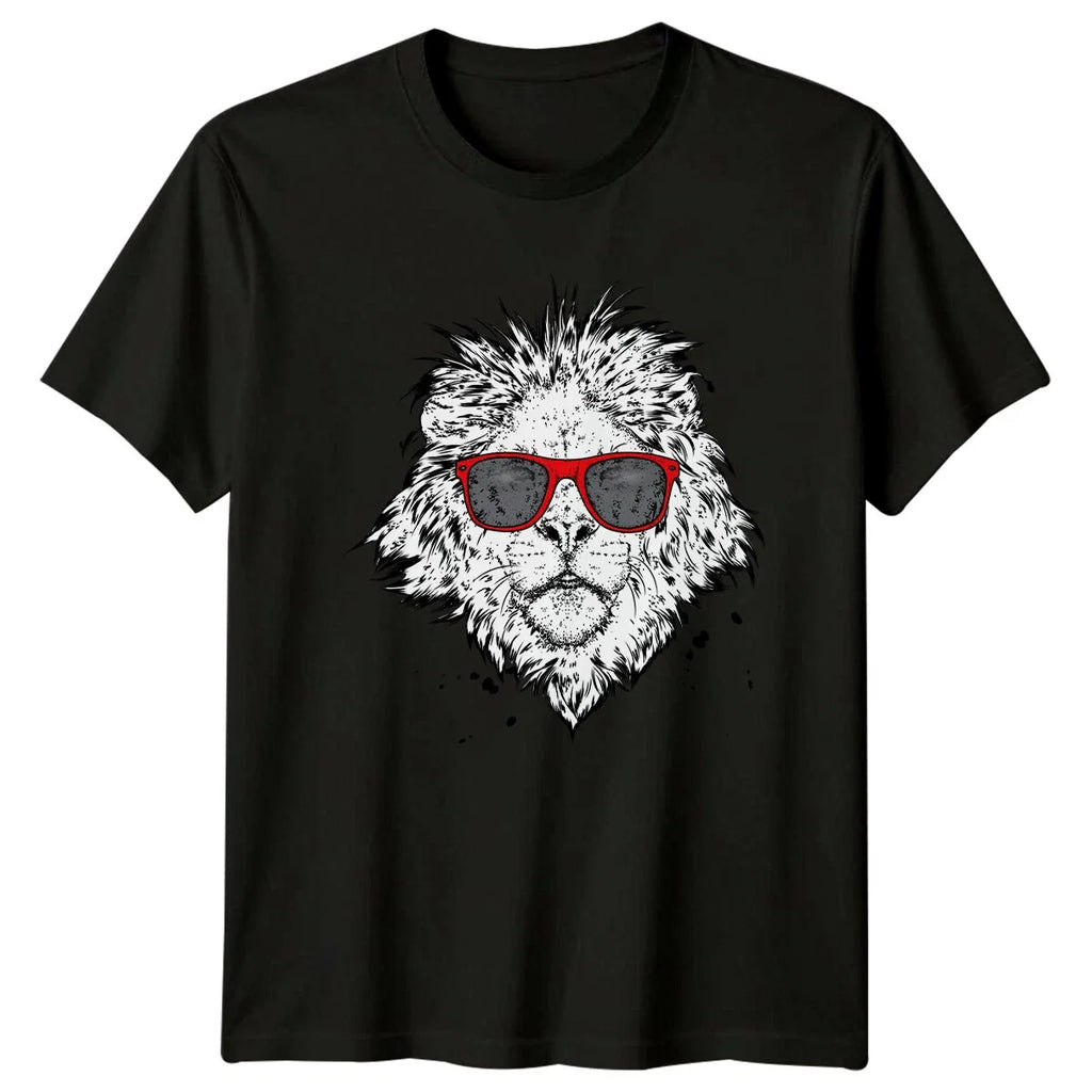 Lion With Sunglasses Animals Mens T-Shirt Womens Graphic Tee Unisex Top