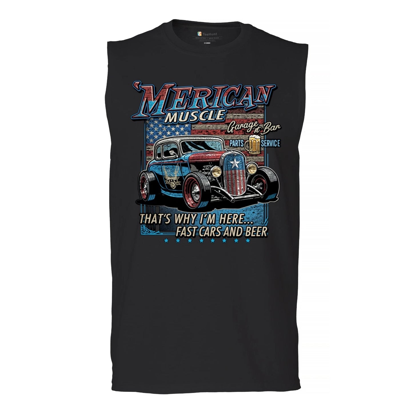 'Merican Muscle Fast Cars and Beer Muscle Shirt Hot Rod Car Show America Men's