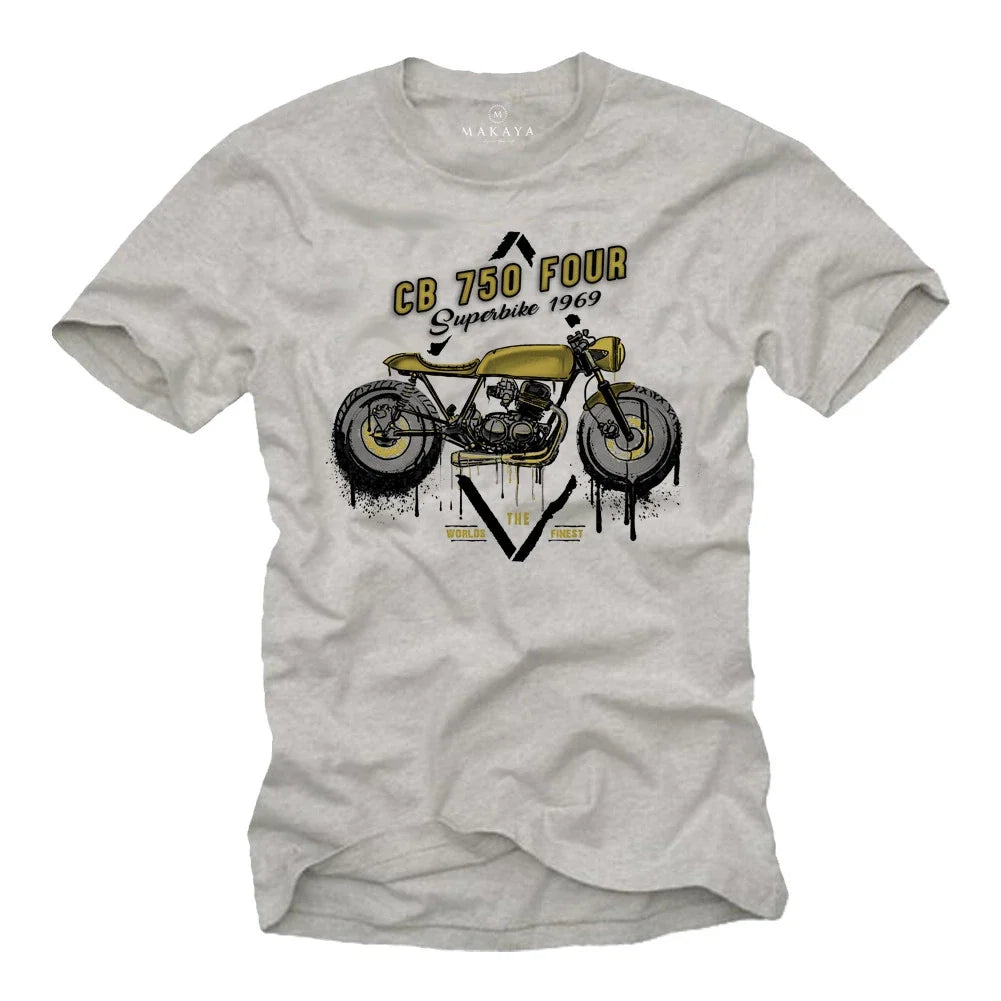 Motorrad Herren T-Shirt mit CB 750 Cafe Racer Umbau - Männer Custom Biker Shirt