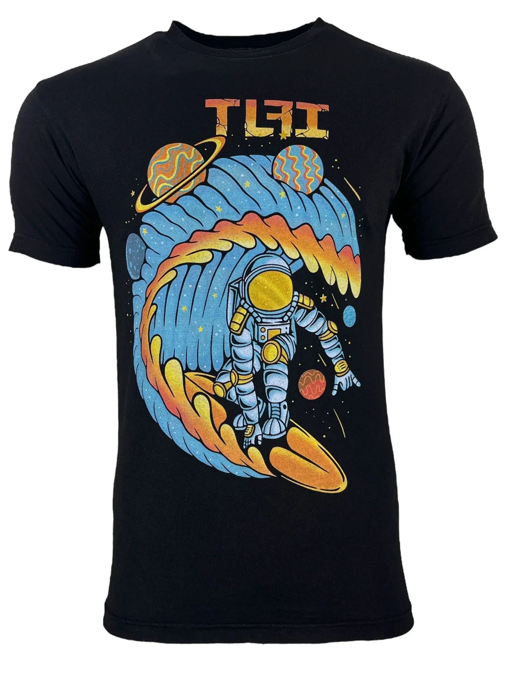 TLFI Men' T-shirt Astronaut Surfer Regular Fit Crew neck S-4XL