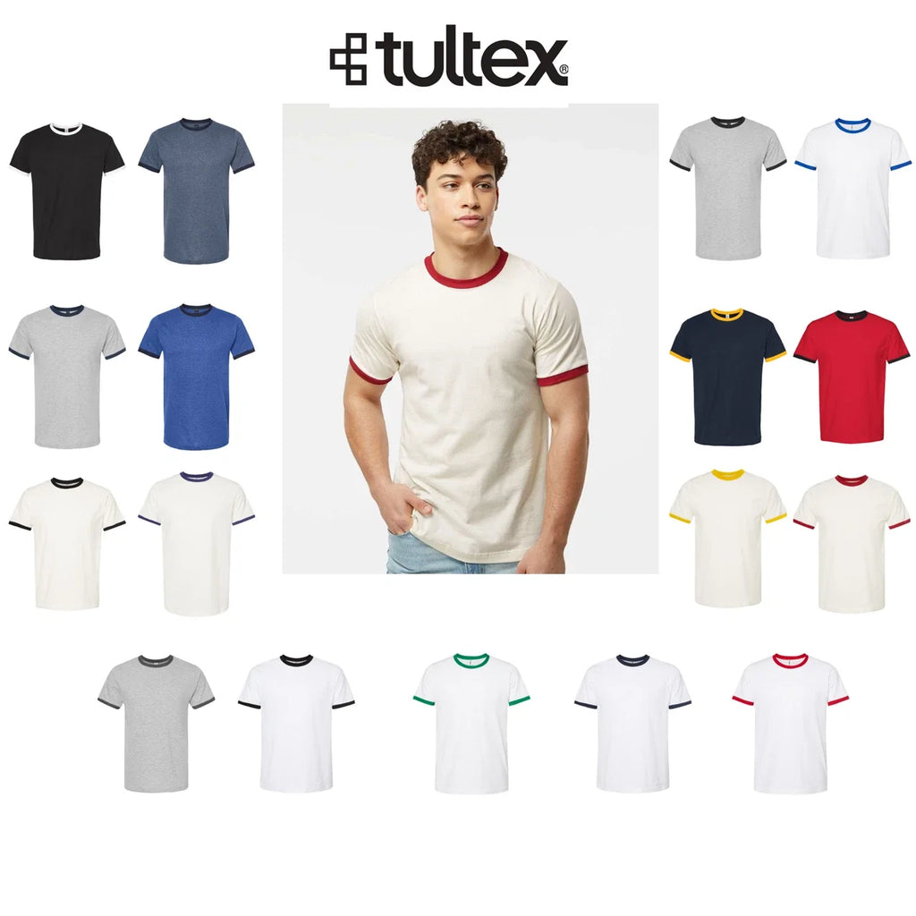 Tultex 246 Ring-Spun T-Shirt Short Sleeve Jersey Ringer Sizes XS-3XL