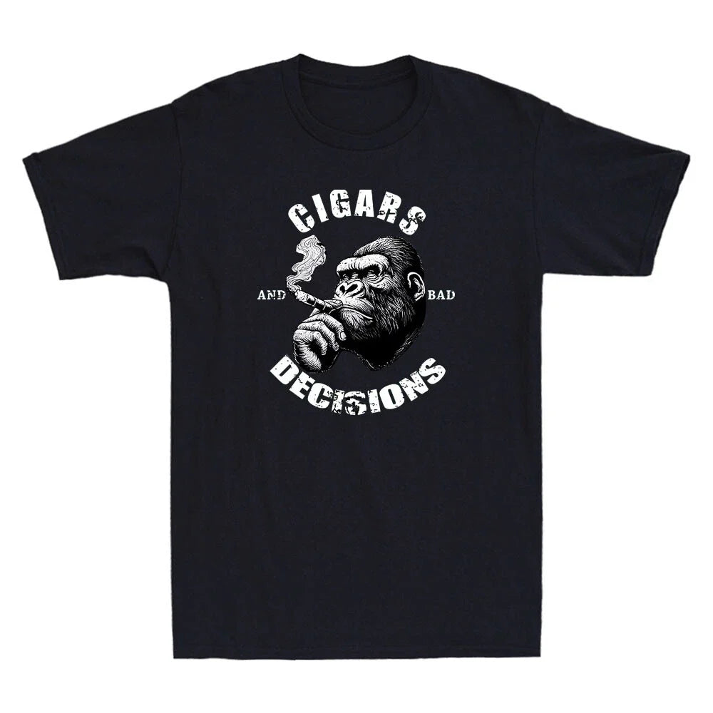 Cigars And Bad Decisions Funny Gorilla Monkey Smoking Meme Vintage Men's T-Shirt