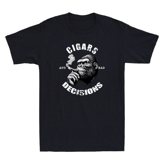 Cigars And Bad Decisions Funny Gorilla Monkey Smoking Meme Vintage Men's T-Shirt