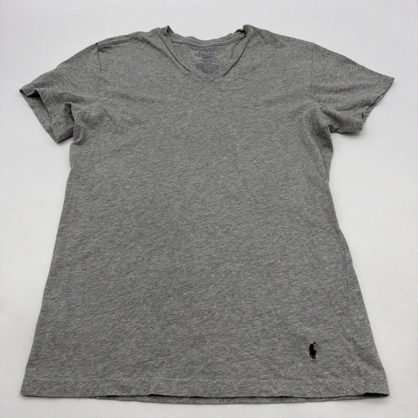 Polo Ralph Lauren Slim Fit T-shirt Men M Gray Logo V-Neck 100% Cotton.#47501
