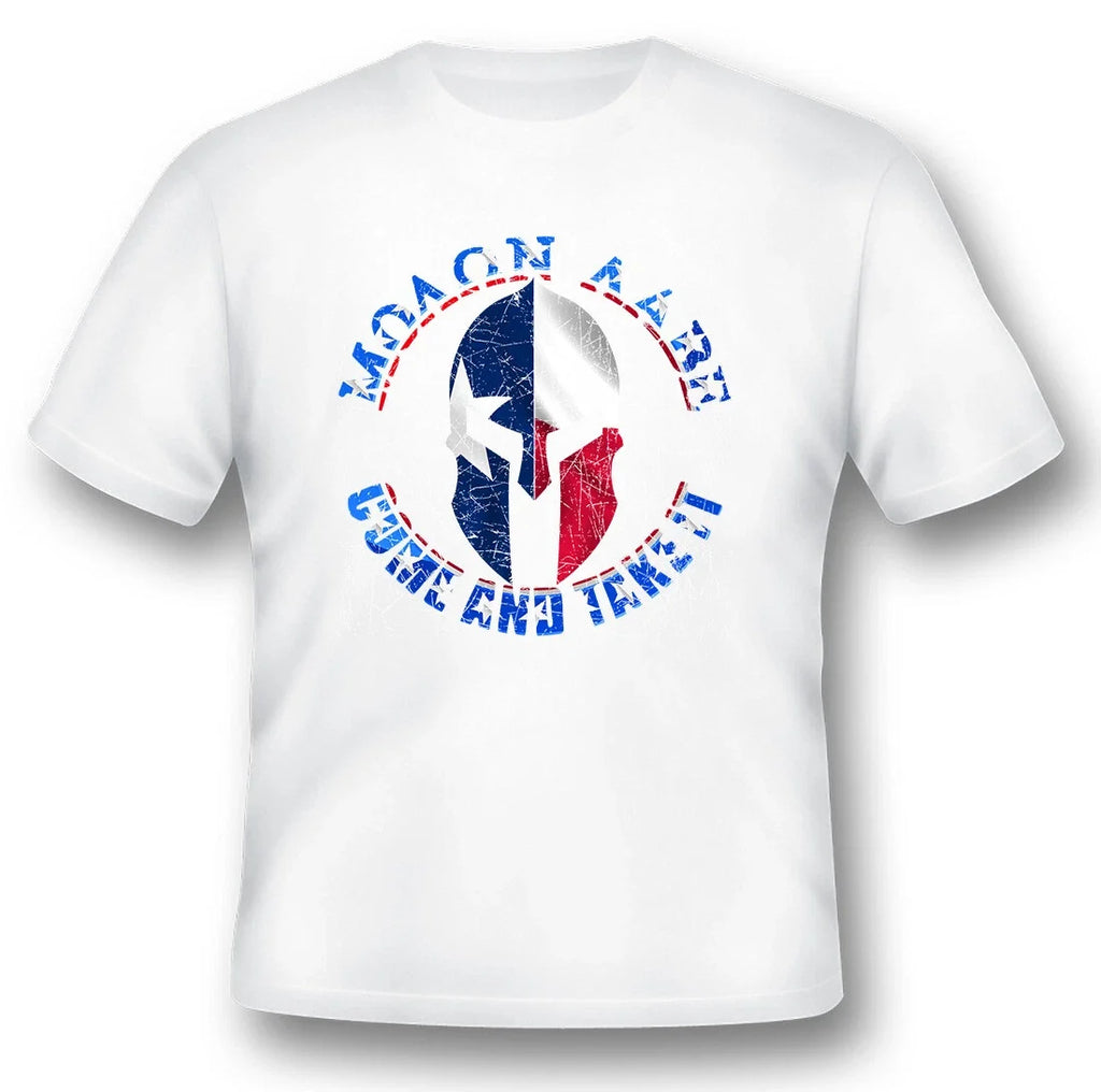 Texas spartan Molon Labe helmet 2nd amendment black or white tee ar15 gun rights