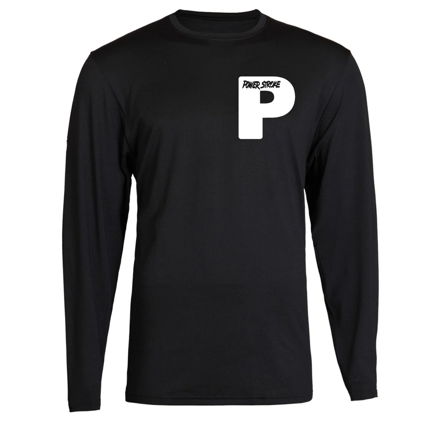 White Powerstroke Small P T-Shirt Unisex Black Color Front S - 2XL Long Sleeve