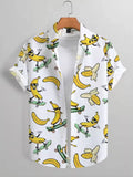 Mens Button Down Shirts Funny Banana Printed Hawaiian Tops Novelty Summer Gifts